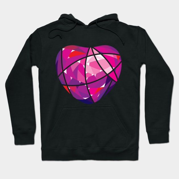 Pink Heart Diamond Crystal Hoodie by GeeTee